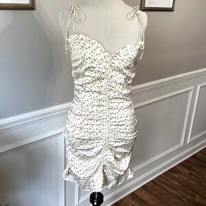 EUC Et Clet Ruched Satiny Floral Mini Dress Size Small